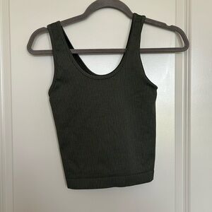 Olive Green Ribbed Tank Top